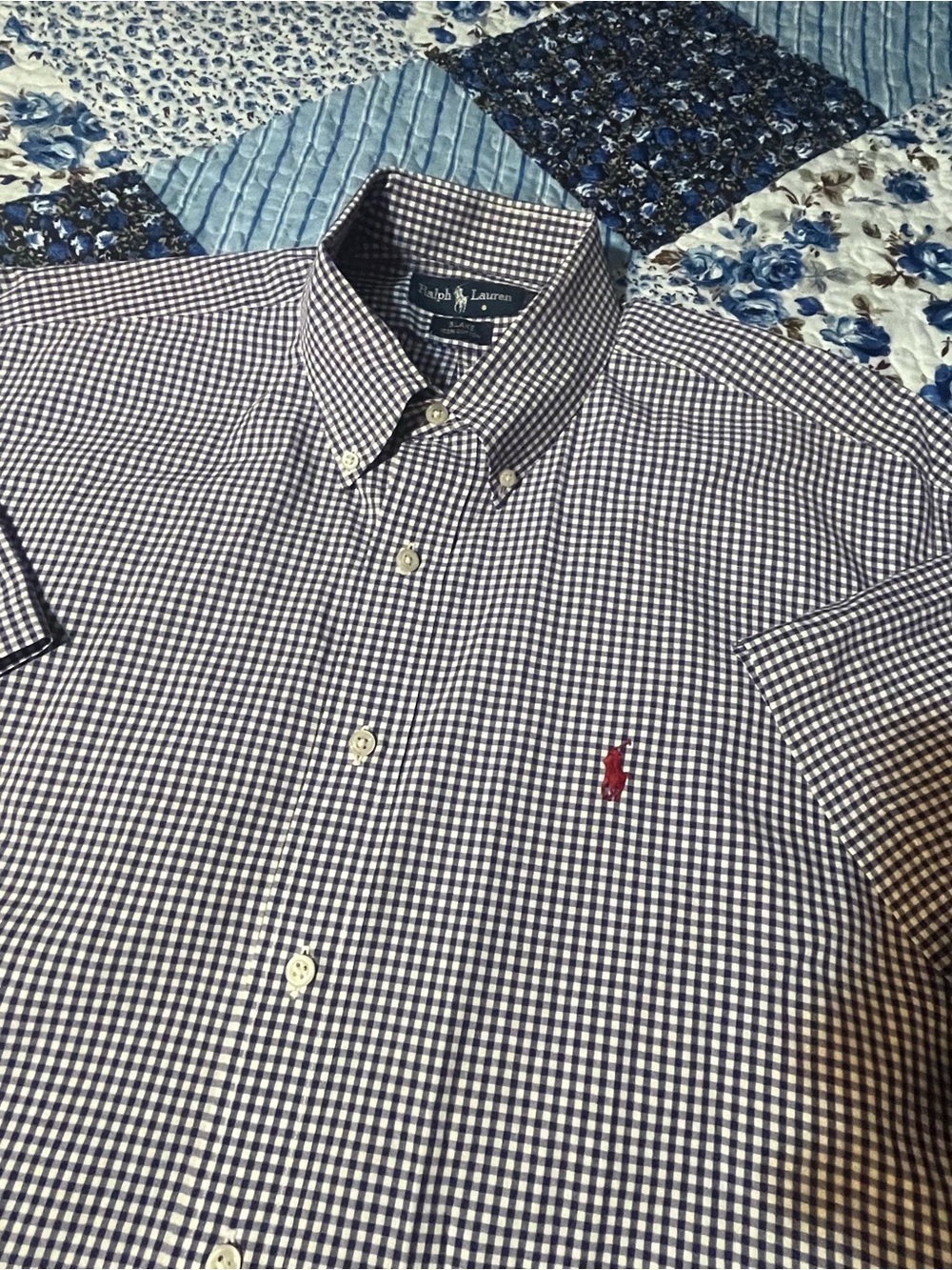 Ralph Lauren Purple and White Gingham Button-Down Shirt VTG